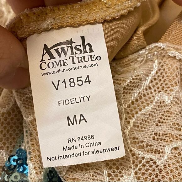 A Wish come true Dance costume aqua blue pleated sequin V1854Y Fidelity Adult MA - Picture 14 of 15